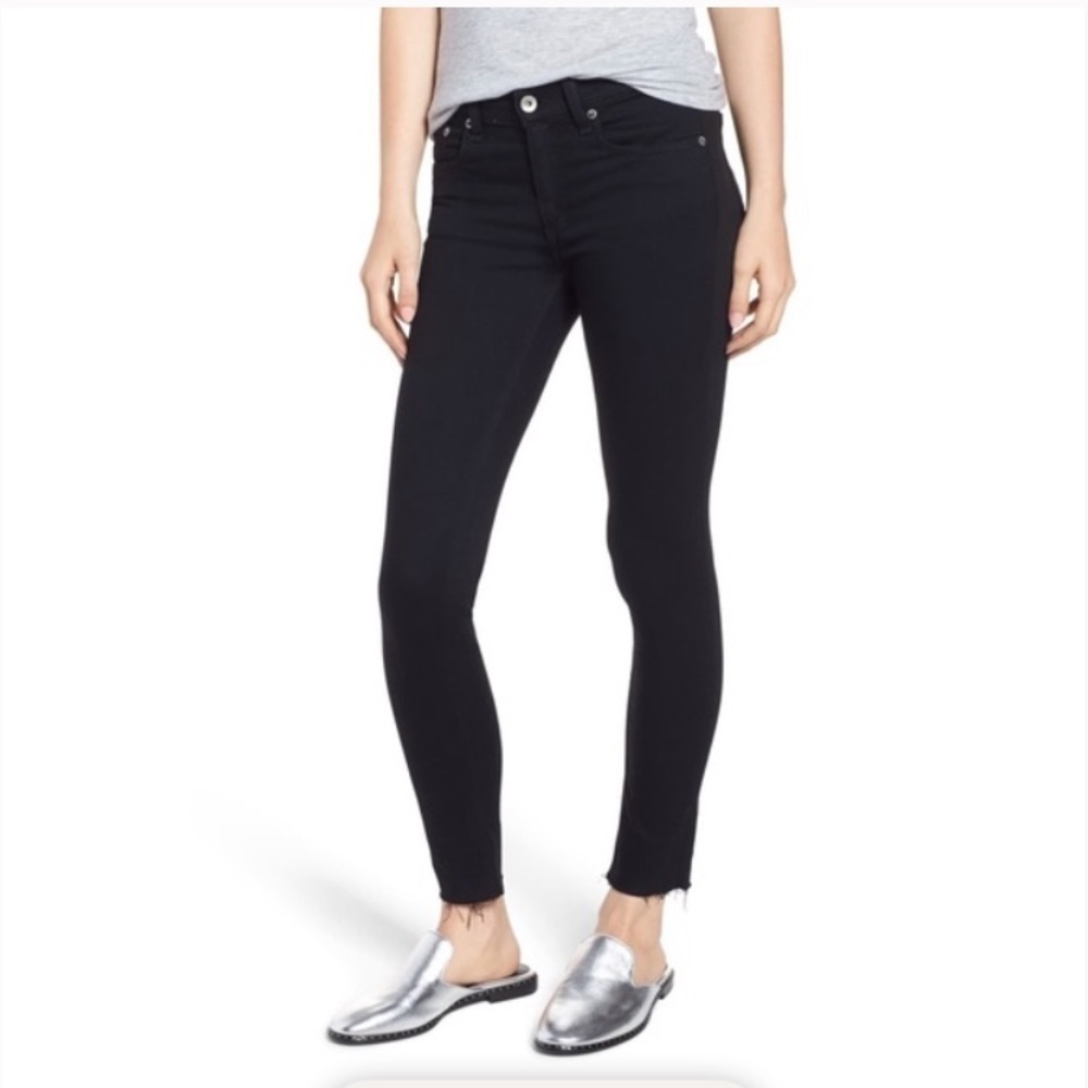 Rag&Bone Black Raw Hem Ankle Skinny Jeans